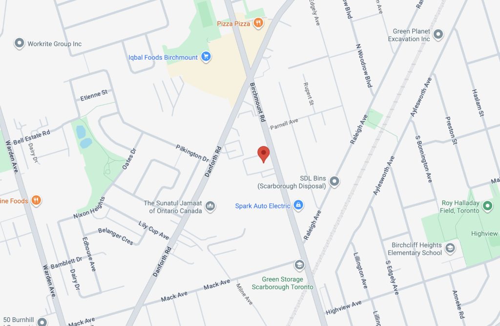 Map location of a photography studio in Scarborough South, East Toronto